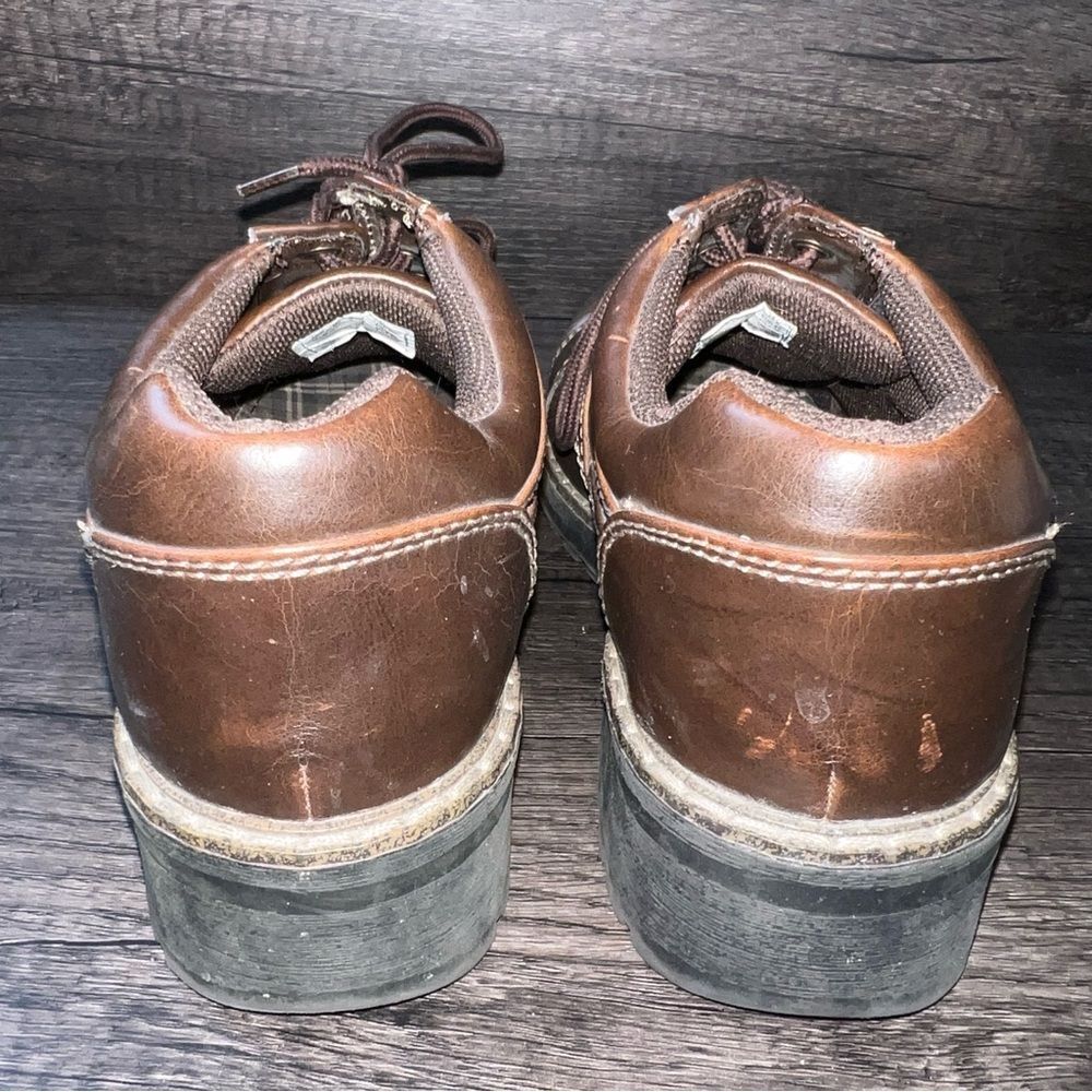 Vintage 90s Lower East Side Brown Leather Lace Up Boots Size 8W - Picture 7 of 9